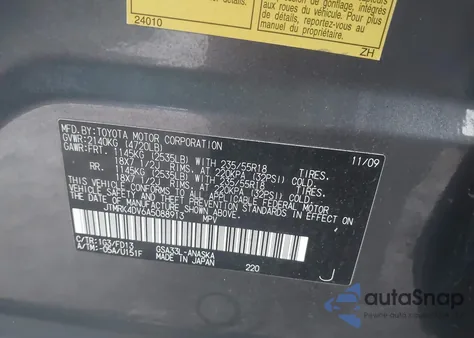 2010 Toyota Rav4 Sport V6 from USA, damaged, VIN JTMRK4DV6A5088913